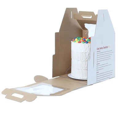 Caja alta corrugada para pasteles con ventana transparente