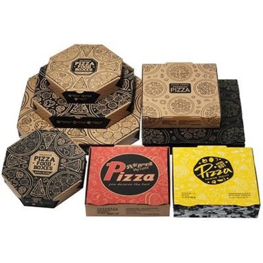 Caja de embalaje de pizza con forma de octángulo con logotipo del cliente